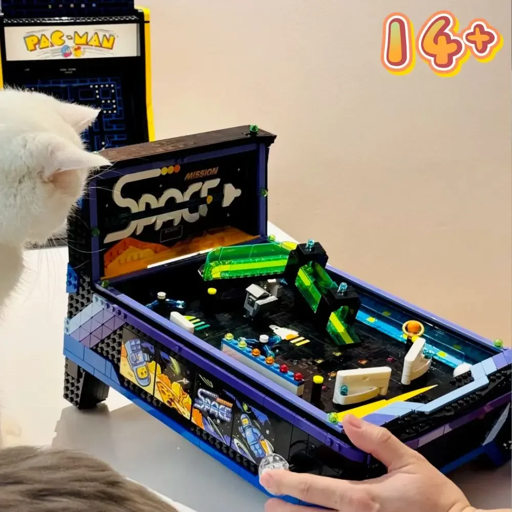 Vintage 2274Pcs Pinball Game Table Building Blocks Model Functional Arcade Machine DIY Home Desktop Display Gift For Hobbyist