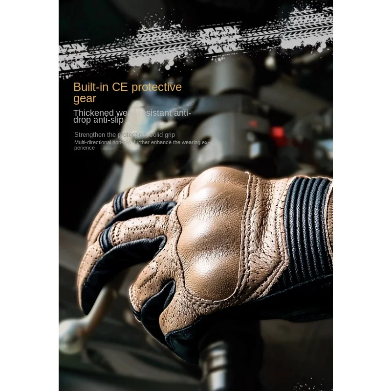 LS2 Motorcycle Gloves Harley Vintage Motorcycle Riding Sheepskin Gloves for Men Women Fall Resistant Wear Resistant Touch Screen