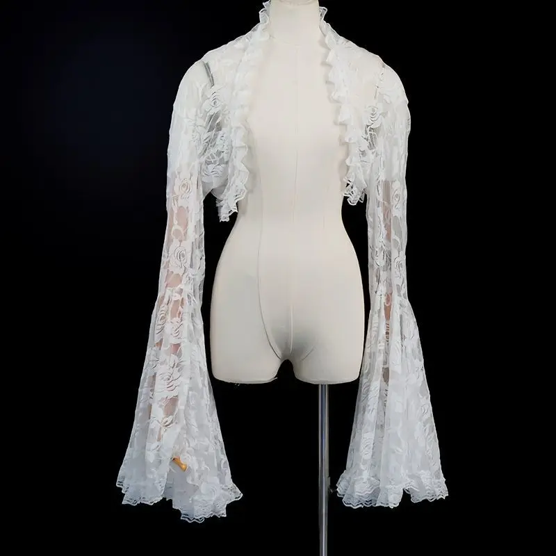 

Элегантный короткий кардиган во французском стиле, однотонная сексуальная полая кружевная рубашка, укороченные топы в стиле панк в стиле ретро Y2k, женский дизайн