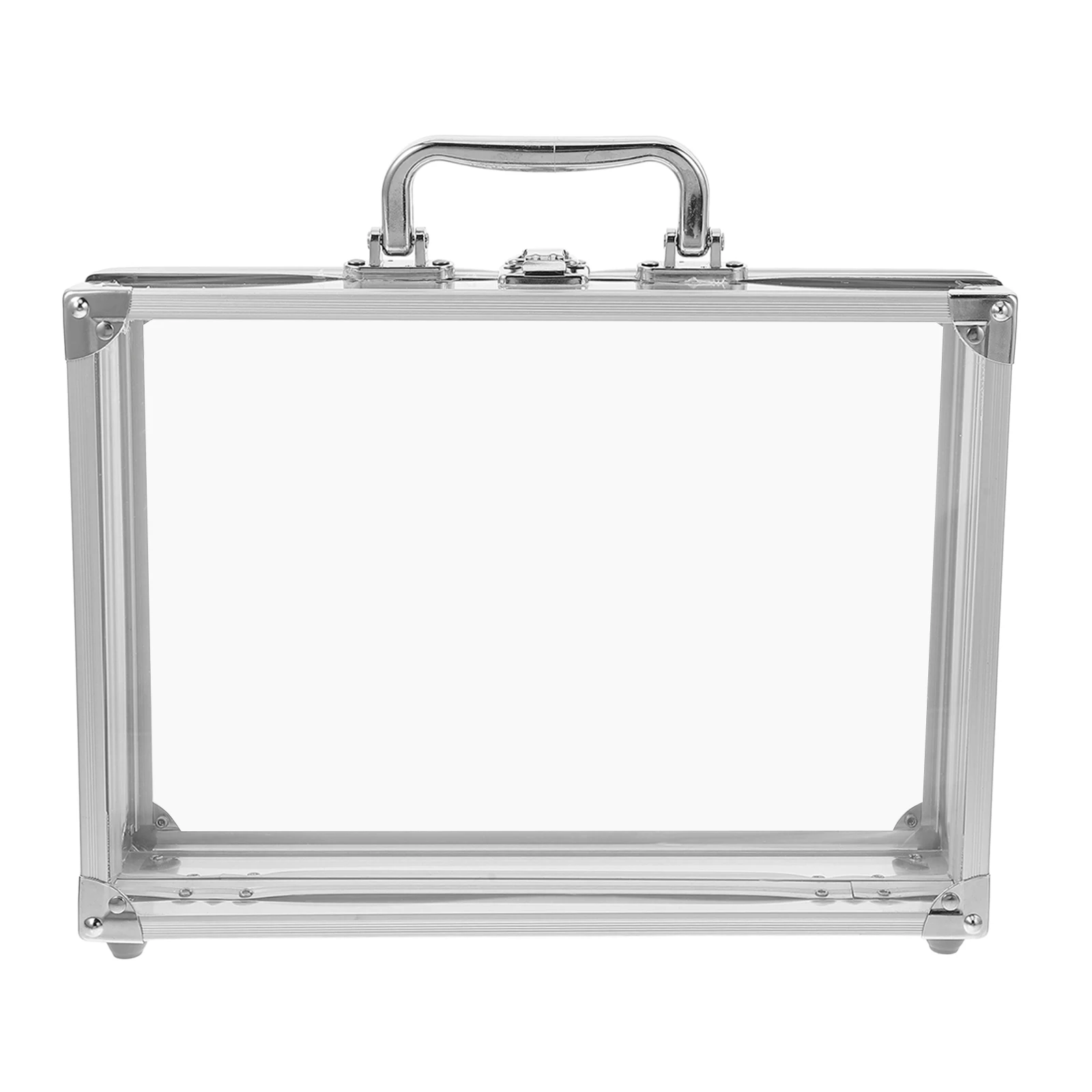 

Aluminum Alloy Makeup Case Transparent Storage Organizer Locking Jewelry Display Box Enclosure Cabinet For Necklaces