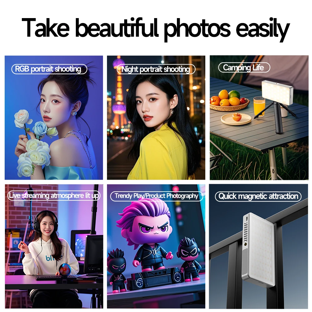 Mini cámara RGB a todo color recargable R9PRO, luz de relleno LED para fotografía, teléfono móvil portátil, Selfie, transmisión en vivo, luz de vídeo