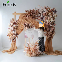 Autumn Color Brown Rose Hang Flower Row Decor Wedding Backdrop Arch Frame Welcome Prop Floor Floral Arrangement Banquet Supplies