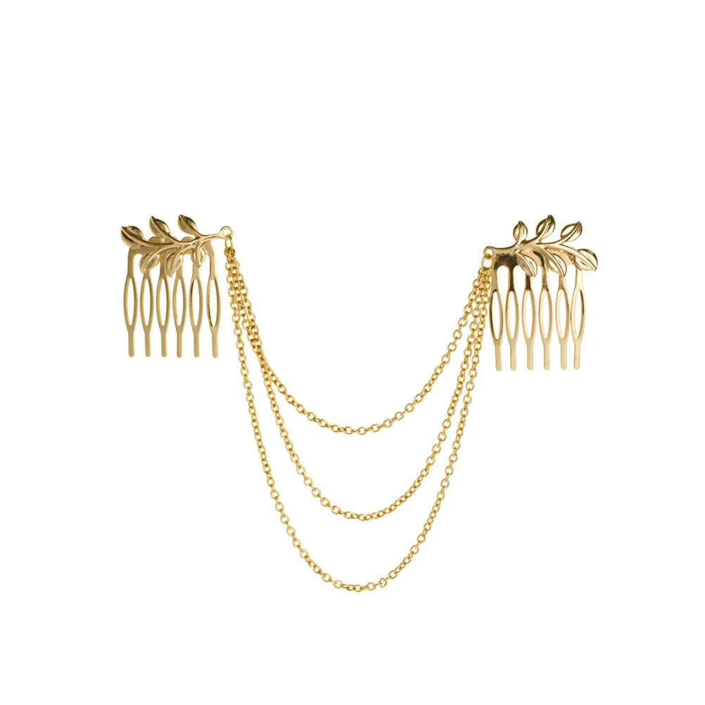 

Tassel Hair Comb Leaf Hairpin Elegant Alloy Non Fading Durable Hairstyle Charm Party Wedding Accessories Flower Clip Comb