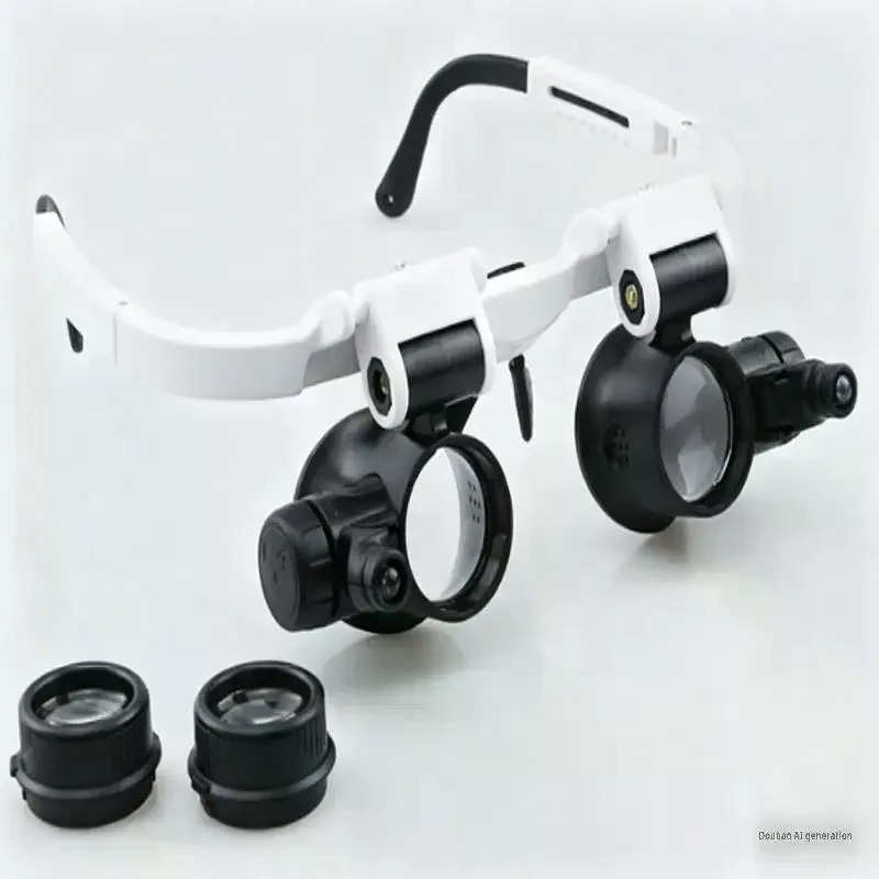 Magnifying Glass With LED Light Head-wearing Glasses Jewelry Loupe Welding Soldering Tools 8X 15X 23X