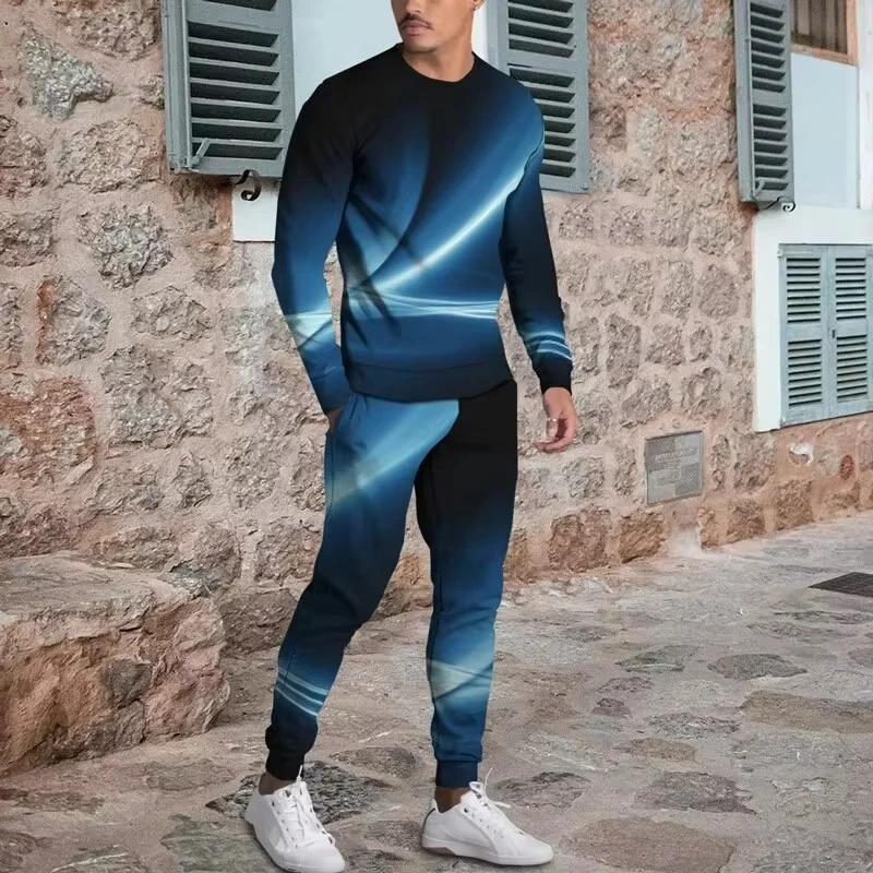 Newest Spring Autumn Long-sleeve T-shirt Set Jogging Casual Suit Sportswear Men Outfits 2 piece Set Sport Tracksuits For Men