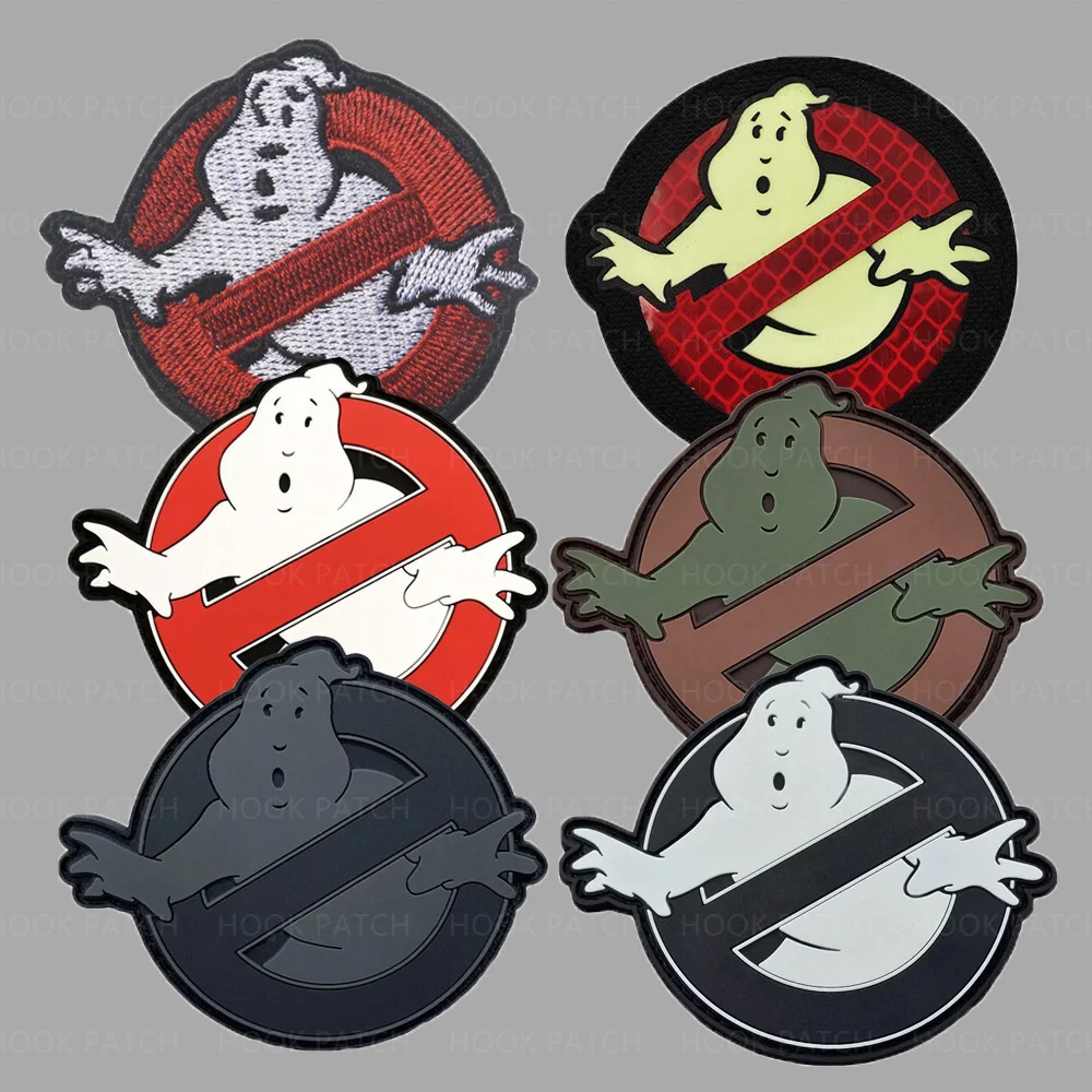 Halloween Ghostbuster Patch Embroidered And PVC Patch Applique No Ghost Patch Logo Ghostbusters Costume With Hook Loop