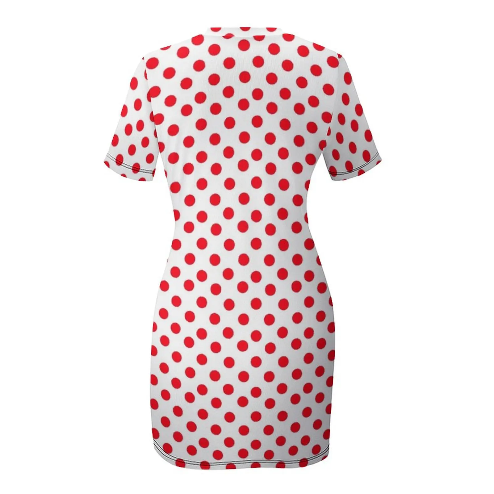 Rood op witte stippen korte mouwen jurk dames feestjurken damesmode jurk