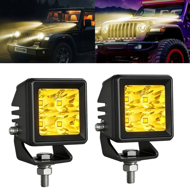 Motorcycle Led Pods 2Inch 20W Spot Beam Square Driving Work Light Offroad Side Ditch Lights for Tractor Truck Motorbike Boat Atv