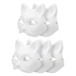5Pcs Diy Blank Mask Masquerade Halloween Cat Mask Party Accessory For Festival Party Facial Cosplay Prop Decor
