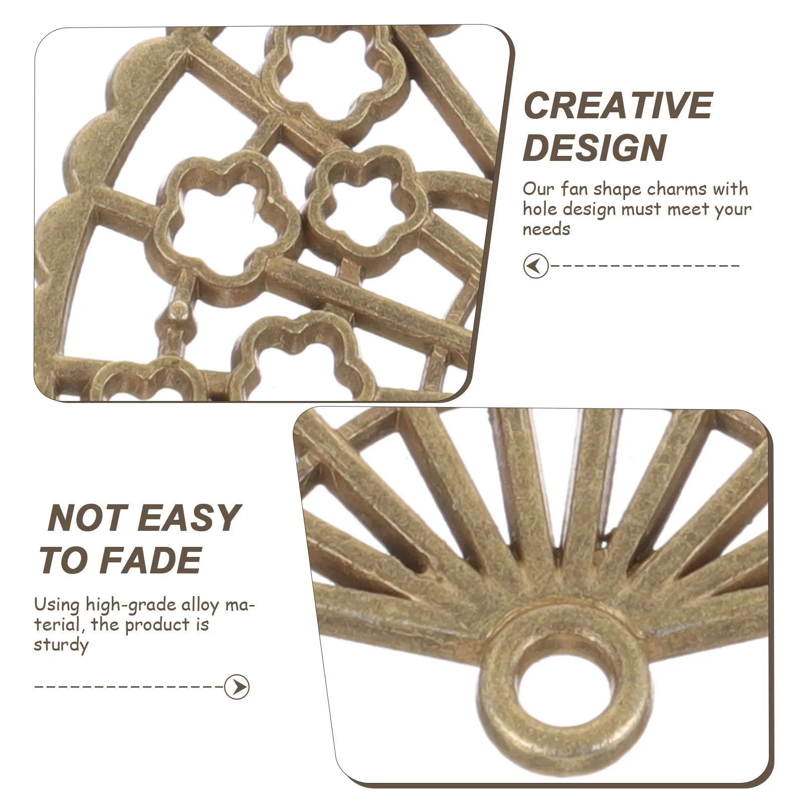 

100pcs Fan Charms Alloy Vintage Jewelry Making Charms Diy Craft Supplies For Bracelets Necklaces Hairpin Decor Accessories