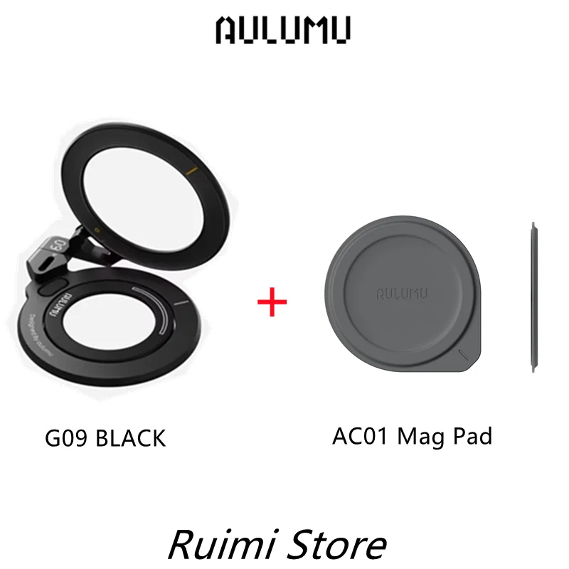 Suporte de Telefone Aulumu G09 com AULUMU AC01 Mag Pad, Fixação Magnética Estável em Liga de Alumínio, Suporte Magnético Dupla Face