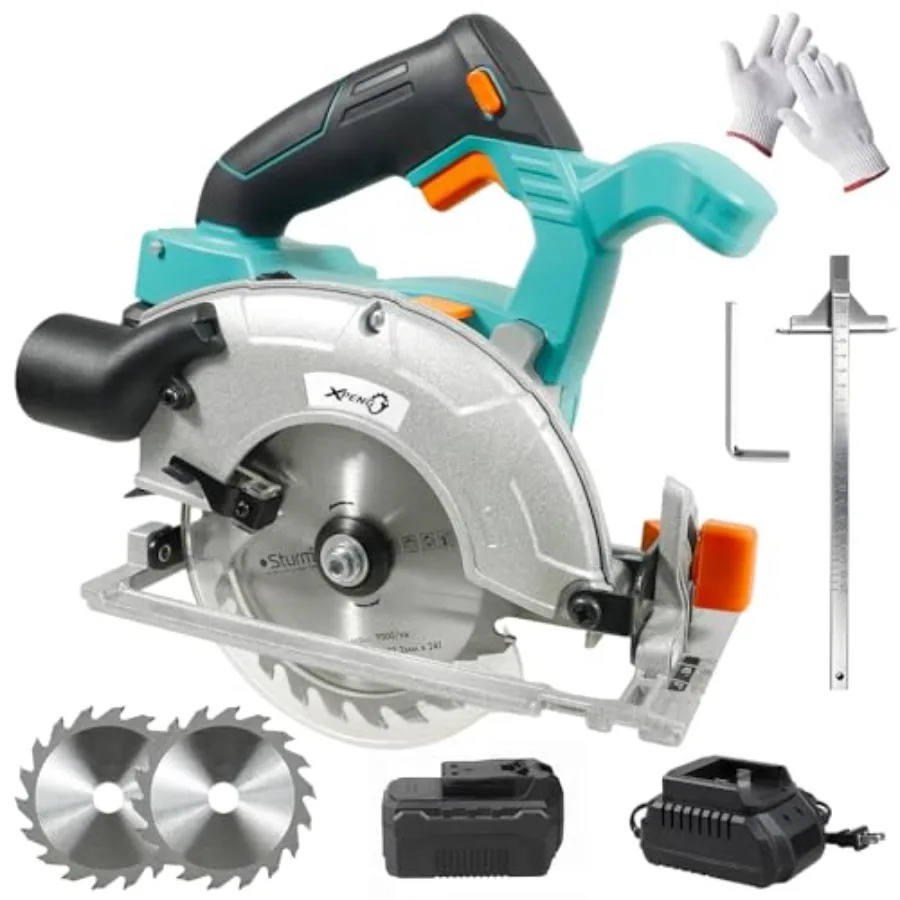 

Аккумуляторная циркулярная пила 20В, 5000 об/мин, 2 лезвия, 5 дюймов, регулируемая глубина реза 45° ° /90 ° с аккумулятором 4.0 Ач и зарядным устройством Br