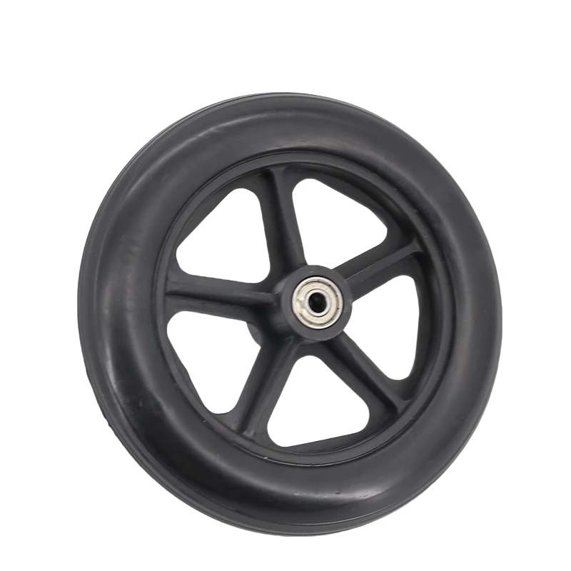 High quality 8-inch black PVC wheel handcart with solid tires, wheel scooter anti-skid replacement parts