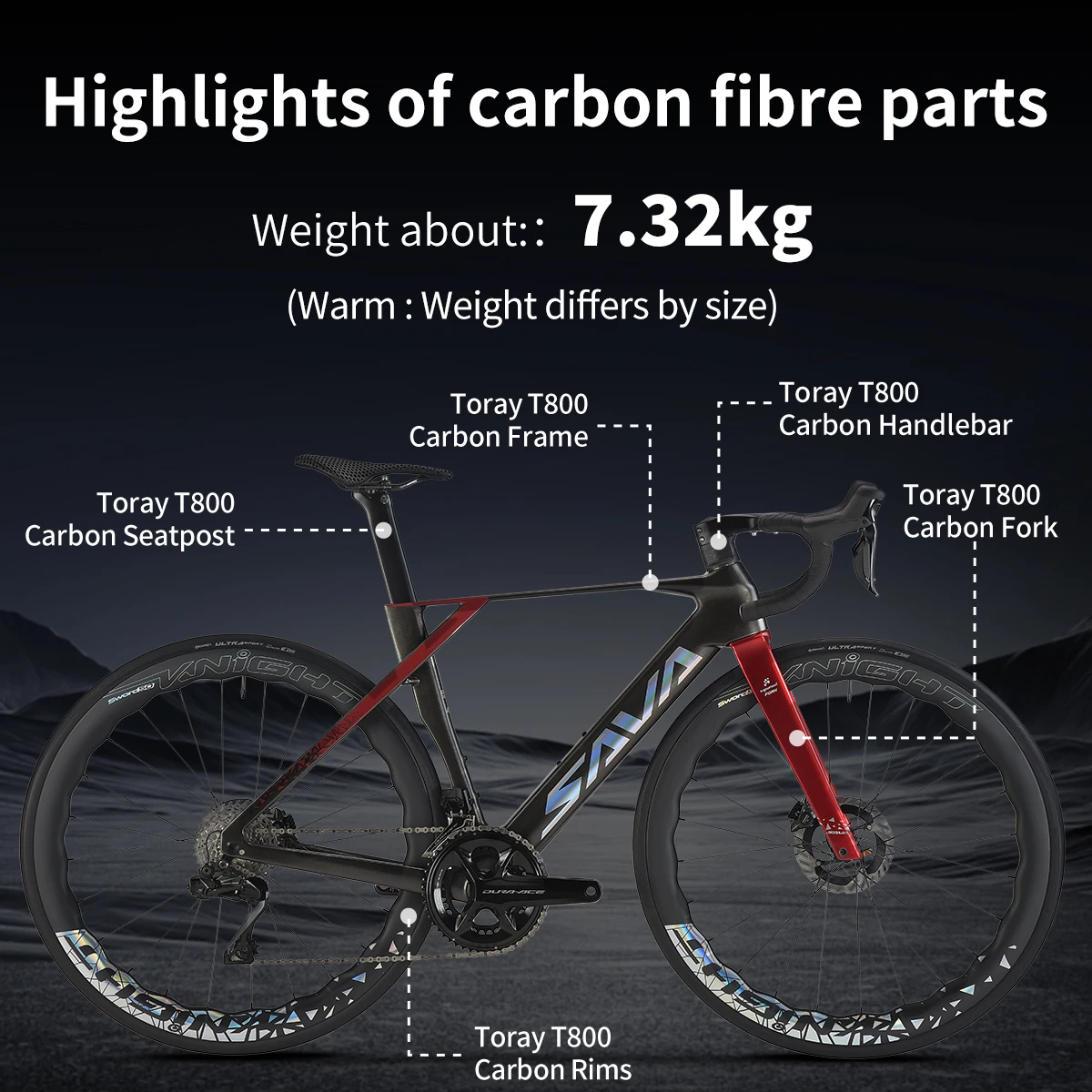 SAVA R9 High-end Full Carbon Fiber Road Bike with SHIMAN0 DURA-ACE DI2 9270 Groups Kit Competition Class Road Bike Race Bike