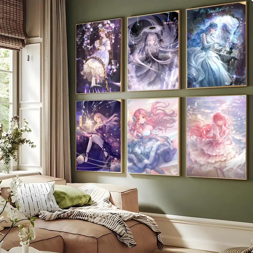 Shining Nikki Game Fantasy Dressup Poster Waterproof Sticky Wall Art Print For Bedroom Living Room Hallway Bar Home Decor