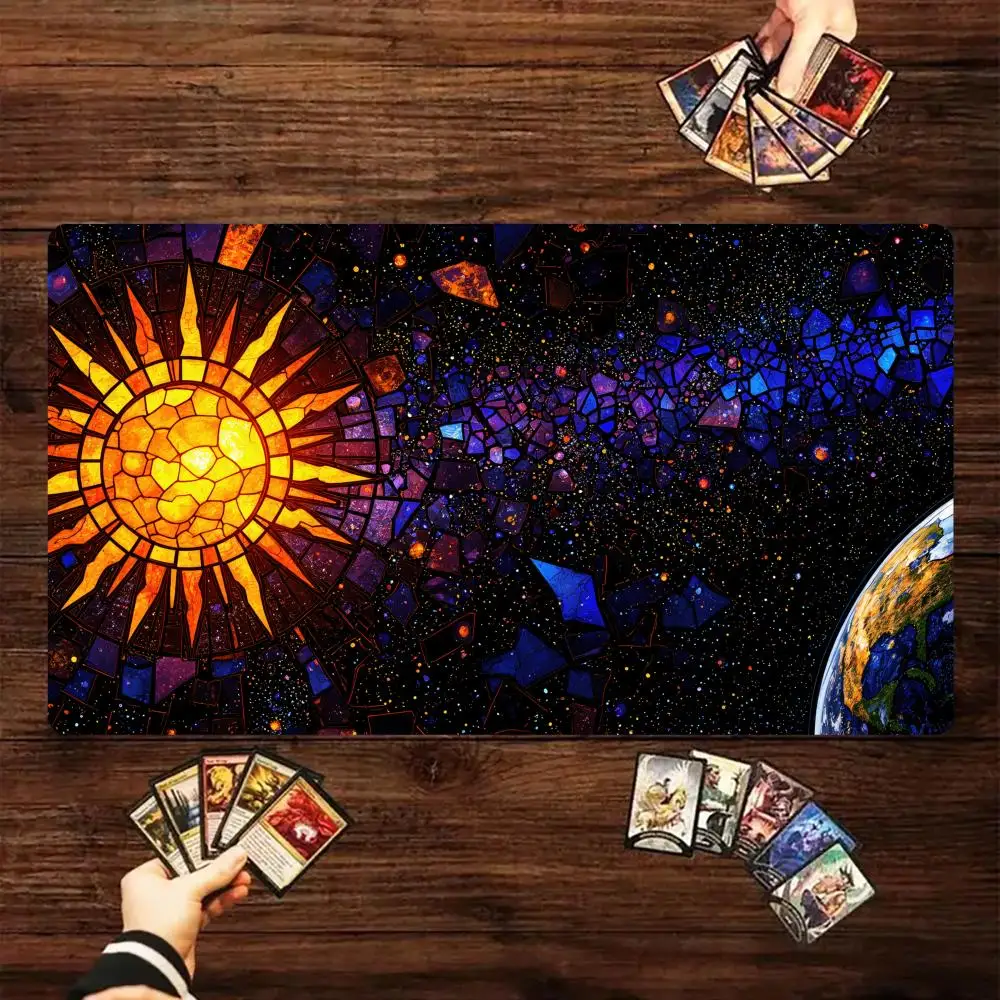 

Fantasy sun planet theme MTG Playmat Magic Card Battle Mat 35X60CM Desk mat tapete magic mtg Non-Slip Durable Stitched Edge