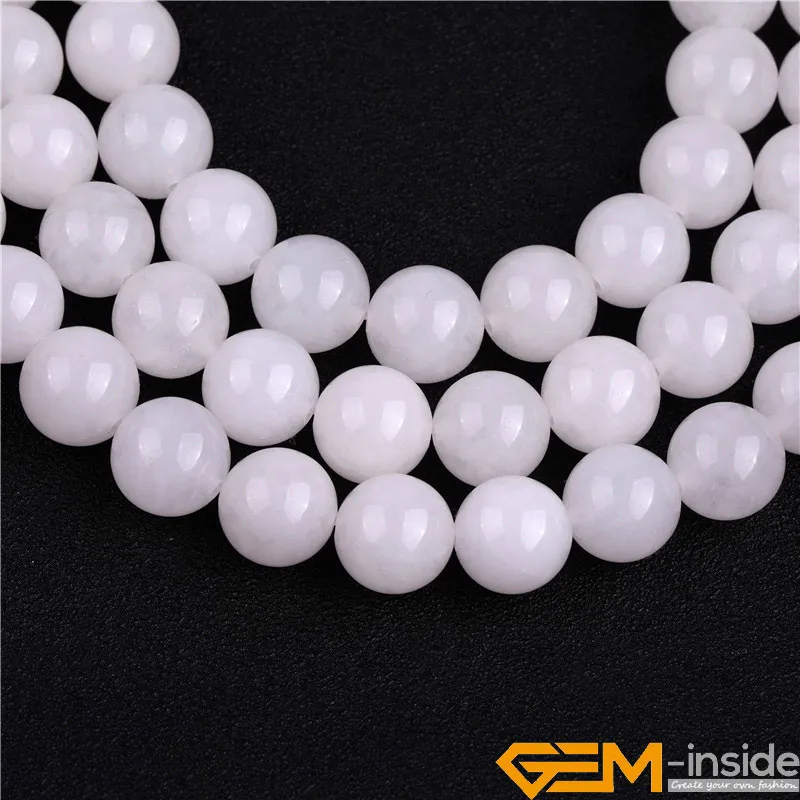 Round White Jades Fashion Jewelry DIY Beads For Women Bracelet & Necklace Making Strand 15inches Acceories