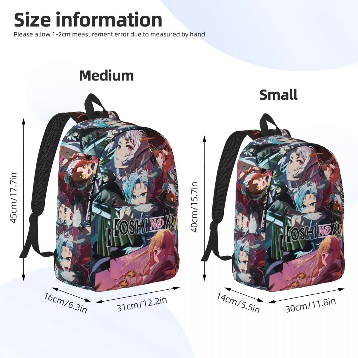 Mochila Oshi não Ko para homens e mulheres, mochila de manga de anime, mochila de viagem para estudantes do ensino médio