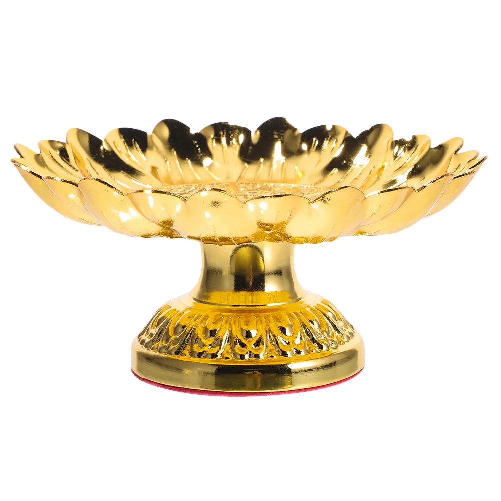 

Alloy Fruit Serving Tray Exquisite Plastic Offering Plate Temple Tribute Fruit Snack Buddhist Worship Versatile Home Decoration