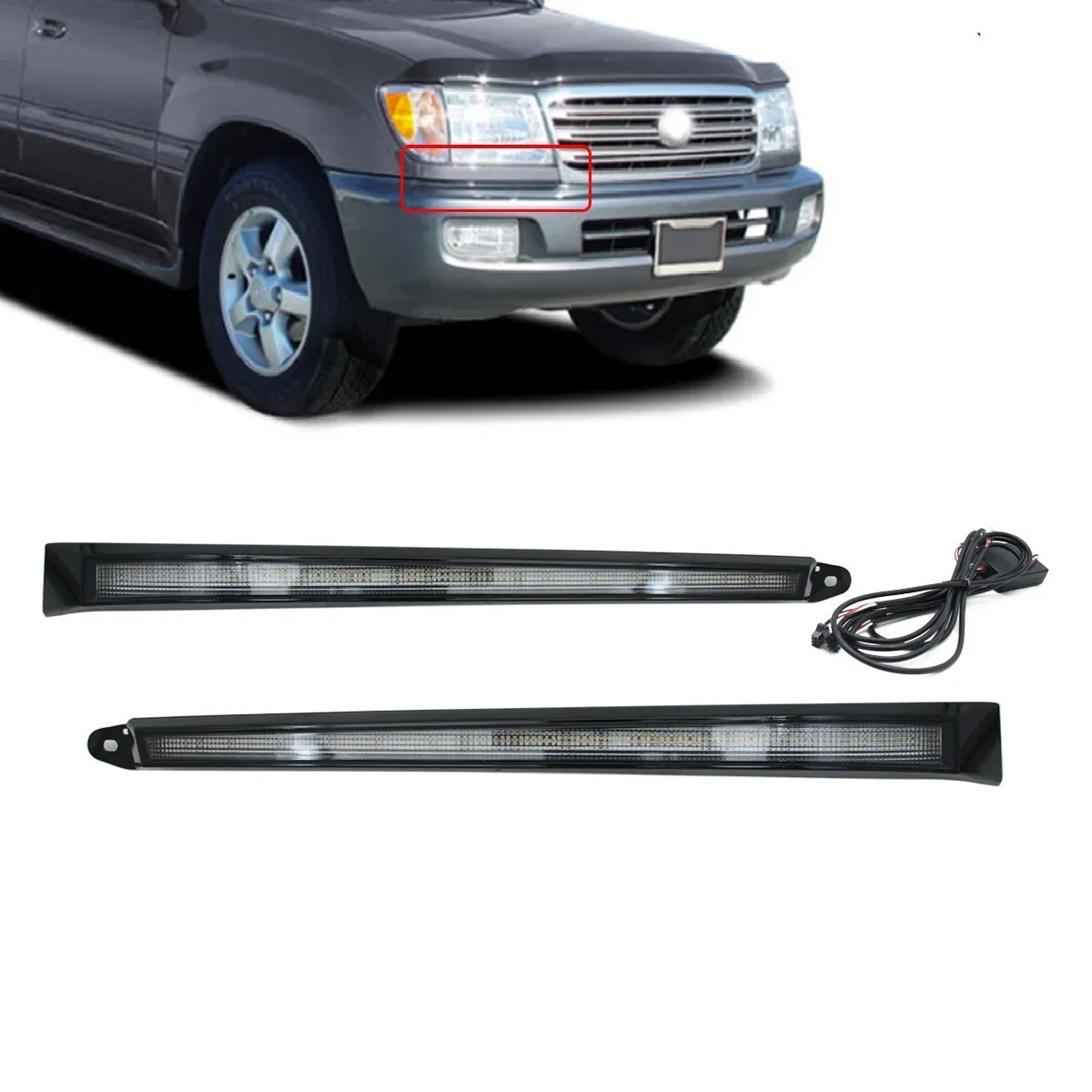 LED Front Bumper turn signal daytime running light for Toyota Land Cruiser 4500 4700 LC100 FZJ100 UZJ100 1998-2007