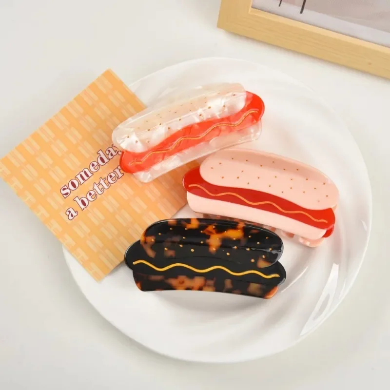 Cartoon Food Collection Hair Claw Retro Biscuit Croissant Shark Clip Ice Cream Hamburger Hair Clip for Women Hair Accessories