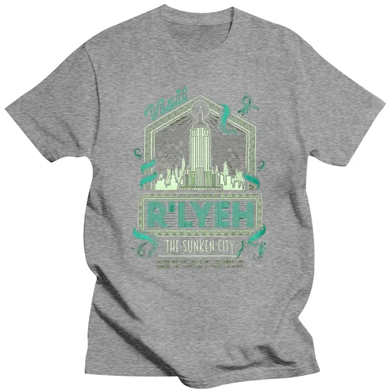 Rlyeh - The Sunken City  H.P. Lovecrafts Call of Cthulhu inspired Mens horror themed tshirt screen printed by hand  geek gift