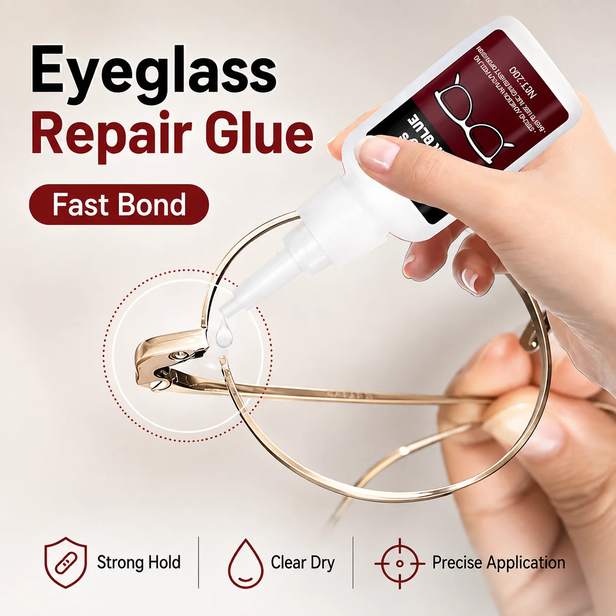 Multi-Functional Glasses Repair Glue: Strong Adhesive – Fixes Frames/Legs,Bonds Jewelry, Phone Screens, Metal, Plastic & Leather