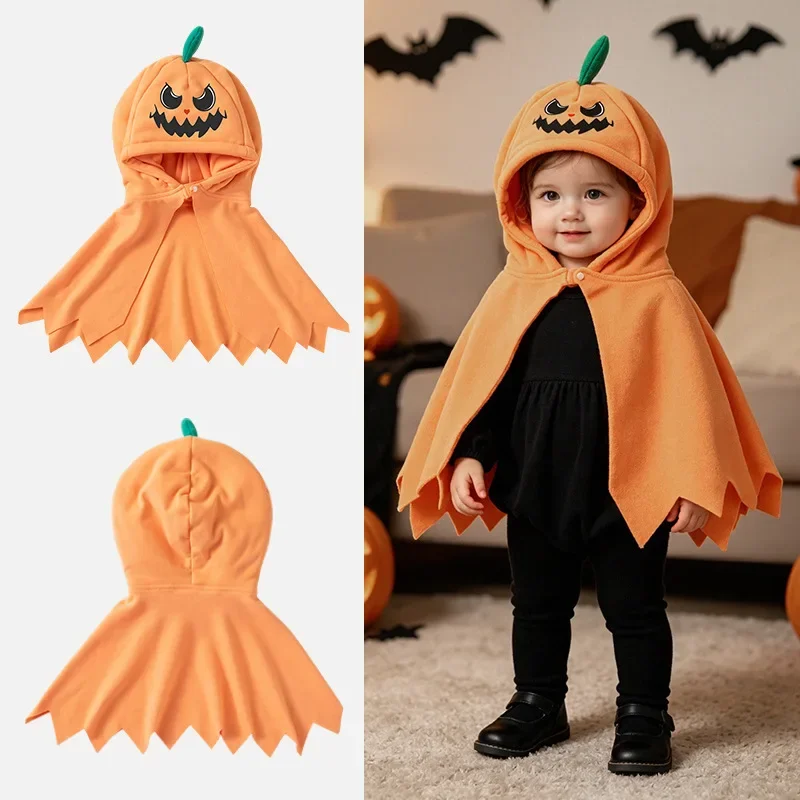 Cross-border Wholesale Halloween Party Costumes Boys and Girls Dress Up Clothes Festive Atmosphere Grimace Hooded Cape