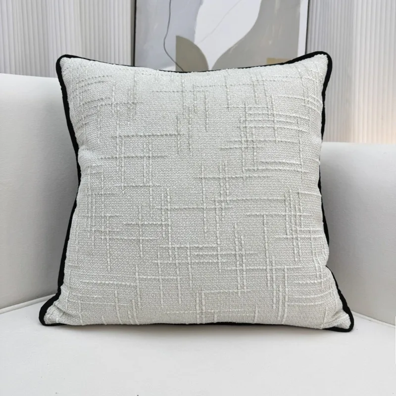 2025 new solid color thickened chenille texture throw pillow light luxury home cushion cover sofa bedside bag