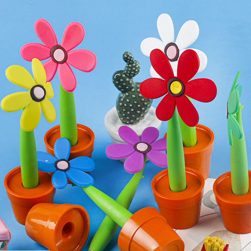 Lytwtw's-Potted Plants Sunflower Ballpoint Pen Cute Kawaii Stationery Office School Supplies Creative Gift Funny 1 Piece