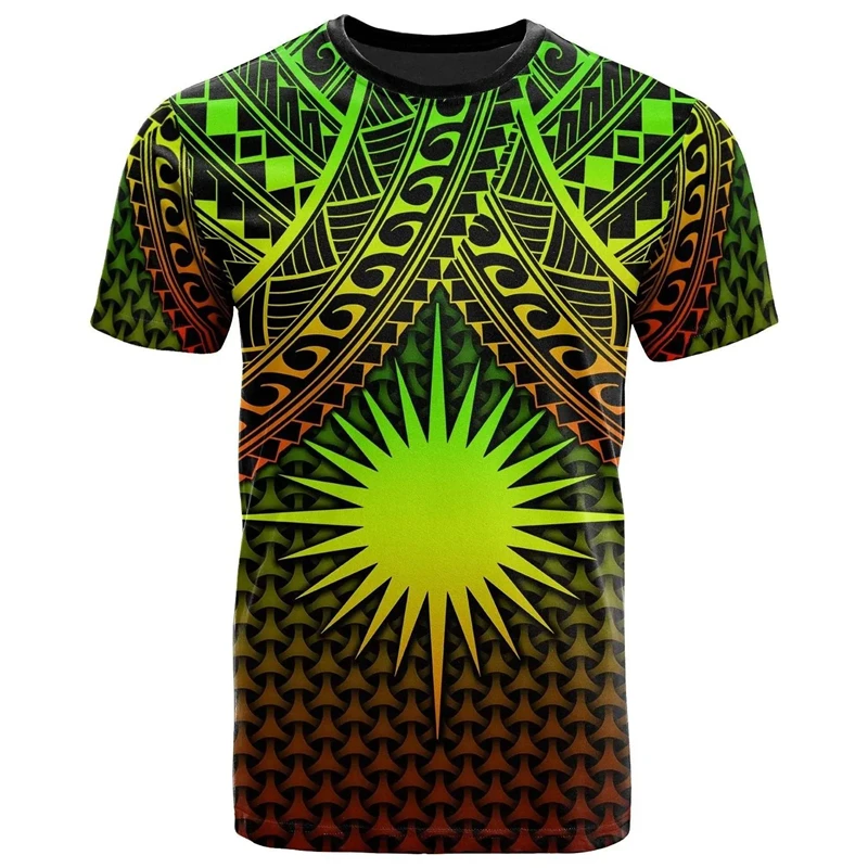 Pohnpei Polynesian Culture Tribal Island Retro Tattoo Oversized Harajuku 3D Printed Summer Streetwear Short Sleeve T Shirt Men