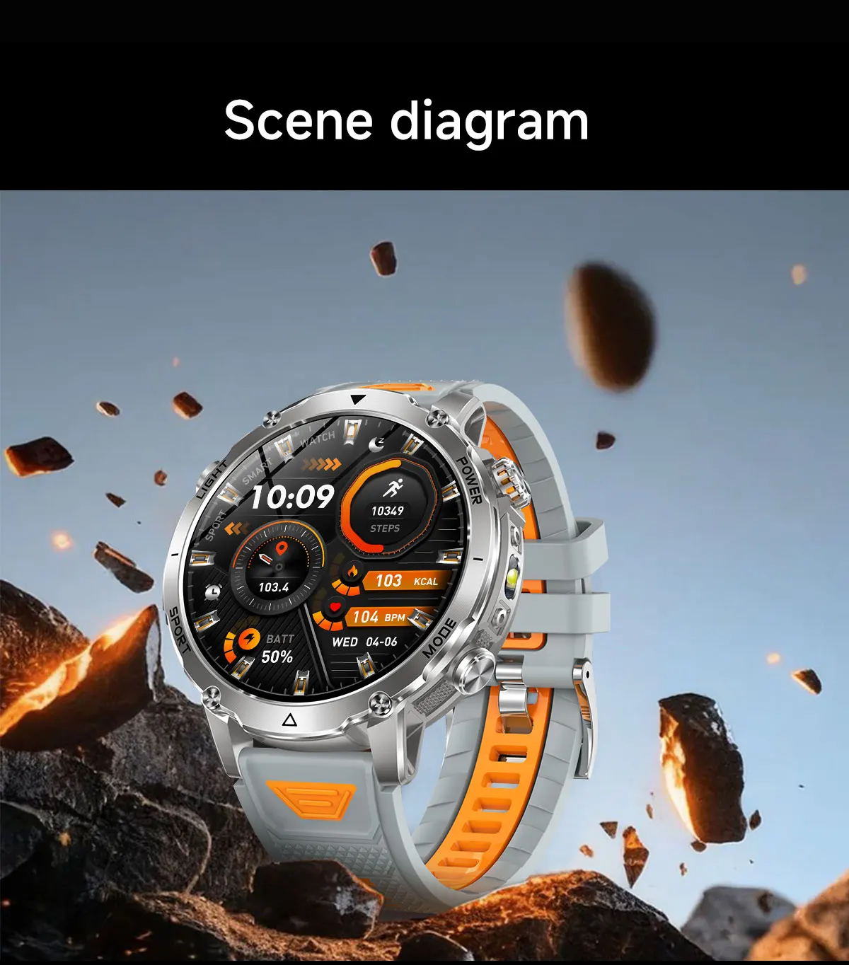 Robuste und langlebige 1400mAh Batterie Smartwatch für Herren Outdoor-Taschenlampe IPX8 Wasserdicht Herzfrequenzmessung Drahtlose Anruffunktion Sportarmbänder – Detail 29