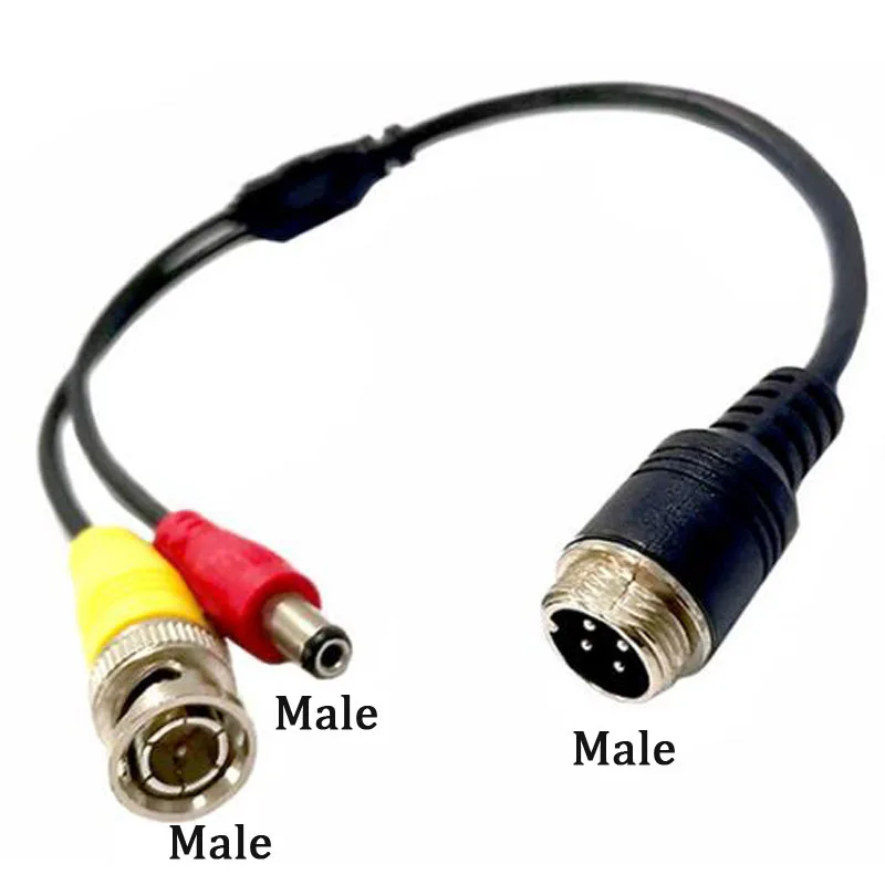 4 Option Car Video line 4PIN Aircraft Female to BNC male DC male  For Car Rear View Camera Parking assistance