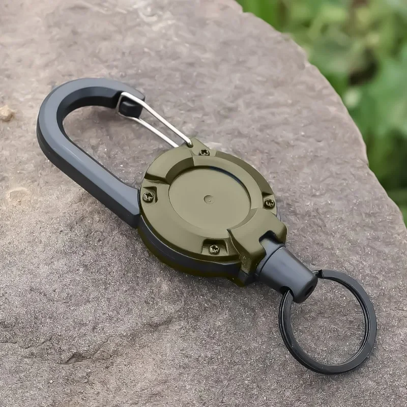 Extendable Wire Rope Keychain Retractable Rope Carabiner Long Lasting Pull Cord Key Chain Mountaineering Backpack Spring Keyring