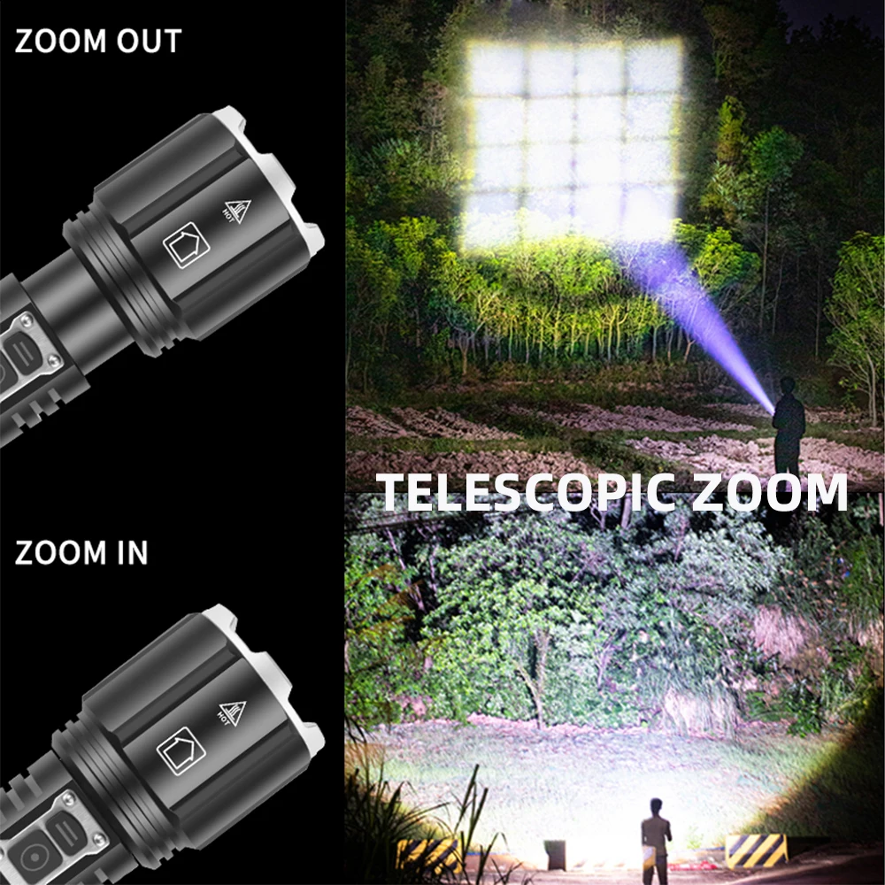 XHP160 Powerful Flashlight High Power with Power Bank Function Self Defense Rechargeable Lamp Torch Lantern Led Flashlights