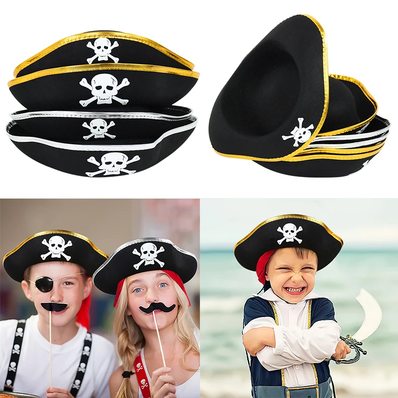 

1pc Skeleton Pirate Hat Halloween Party Role Playing Costume Accessories Photography Props Bar Birthday Party Decoration