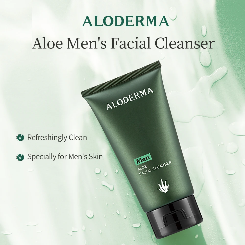 ALODERMA Men Aloe Moisturizing Facial Cleanser Deeply Cleanse Pores,Refresh Skin Face Wash Specially Formulated For Men'S Skin