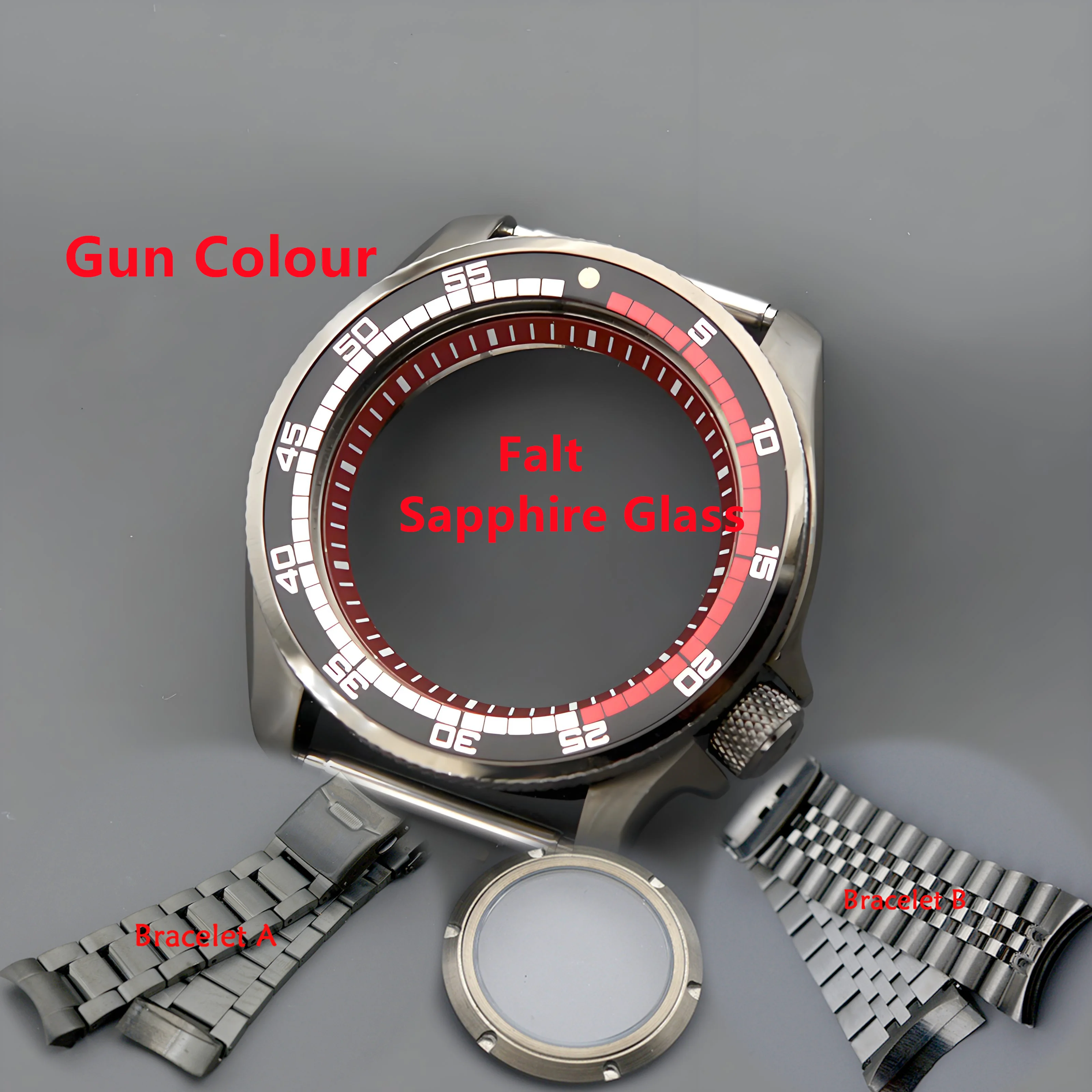 

Корпус мужских часов, цвет пистолета SKX007 SKX009, подходит для NH34 NH35 NH36, автоматический механизм, сапфировое стекло, водонепроницаемый корпус 200 м