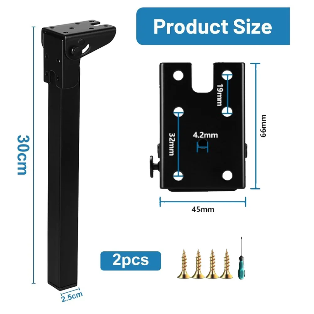 2Pcs Folding Table Legs Furniture 90° Table Legs Iron 43x8x4cm For Table Bed Sofas Hardware For Home Improvement Decoration