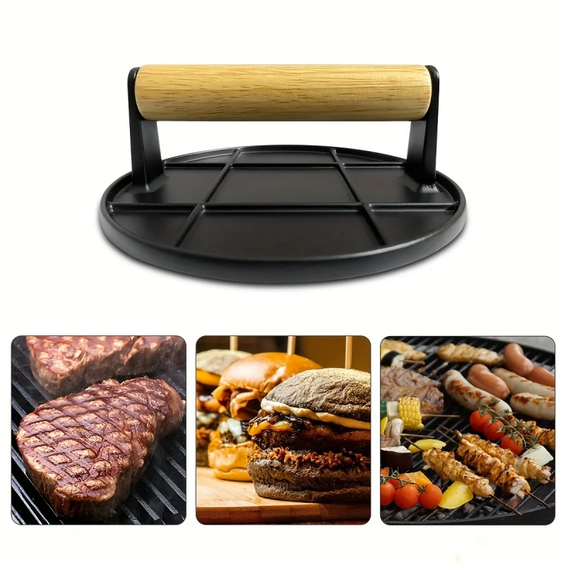 Custom.Kitchen Gadgets Hamburger Meat Press, Round Burger Crushing - Stainless Steel - Making Burgers - Suitabl