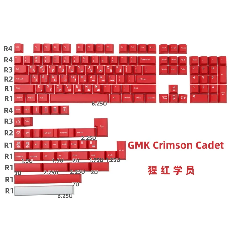 

140 Keys/set GMK Crimson Cadet Keycaps PBT Dye Subbed Key Caps Cherry Profile Keycap For Keychron 65% 75% Anne GH60 GK64 Poker