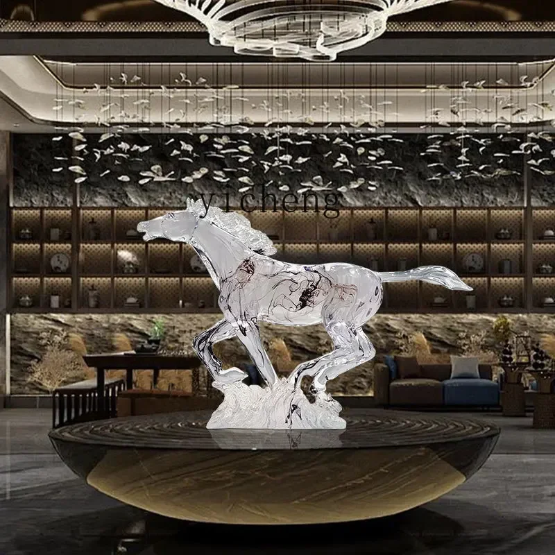 L14- transparent abstract animal ornament sika deer horse head floor sculpture artwork soft decoration