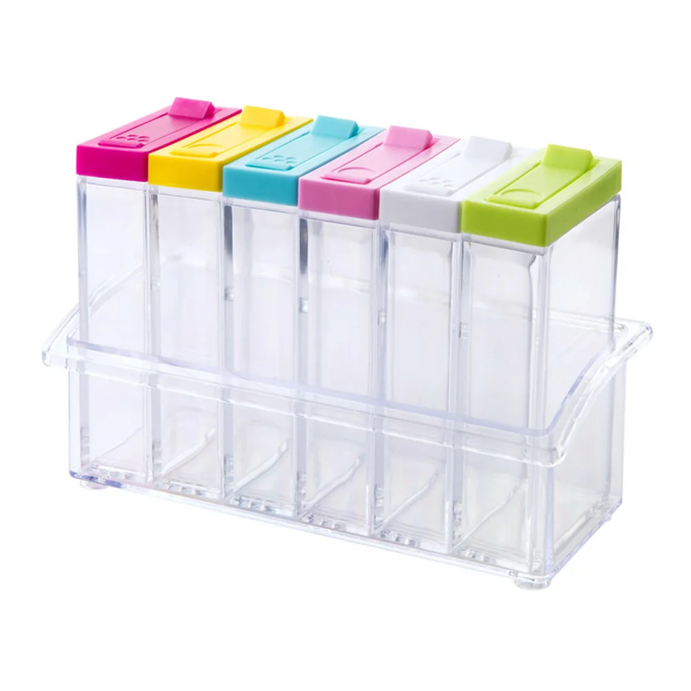 

6pcs Spice Jars Transparent Salt Pepper Shaker Set Kitchen Seasoning Containers Condiment Storage Organizers For Humidity Dust