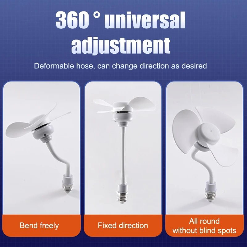 Ventilatori da soffitto portatili Mini ventilatore da tavolo 10W E27 per soggiorno camera da letto casa 360 °   Mini ventola di raffreddamento USB regolabile AC85-265V