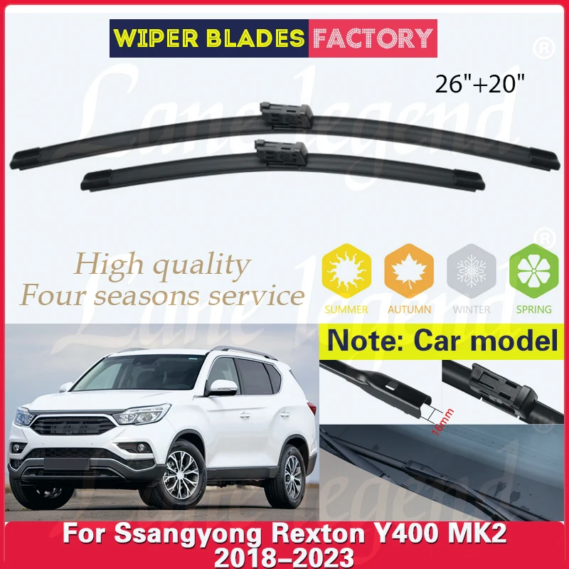 For Ssangyong Rexton Y400 MK2 2018 2019 2020 2021 2022 2023 Front Windshield Wiper Blades Brushes Cutter Car Accessories 26\