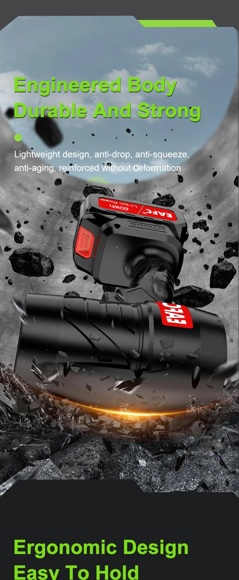 EAFC Vielseitiges Luftpistolen-Werkzeug: EAFC Violent Air Gun zum Blattschneesentfernung und Staubreinigung, 21-V-Batterie, stufenlose Geschwindigkeit – Detail 13