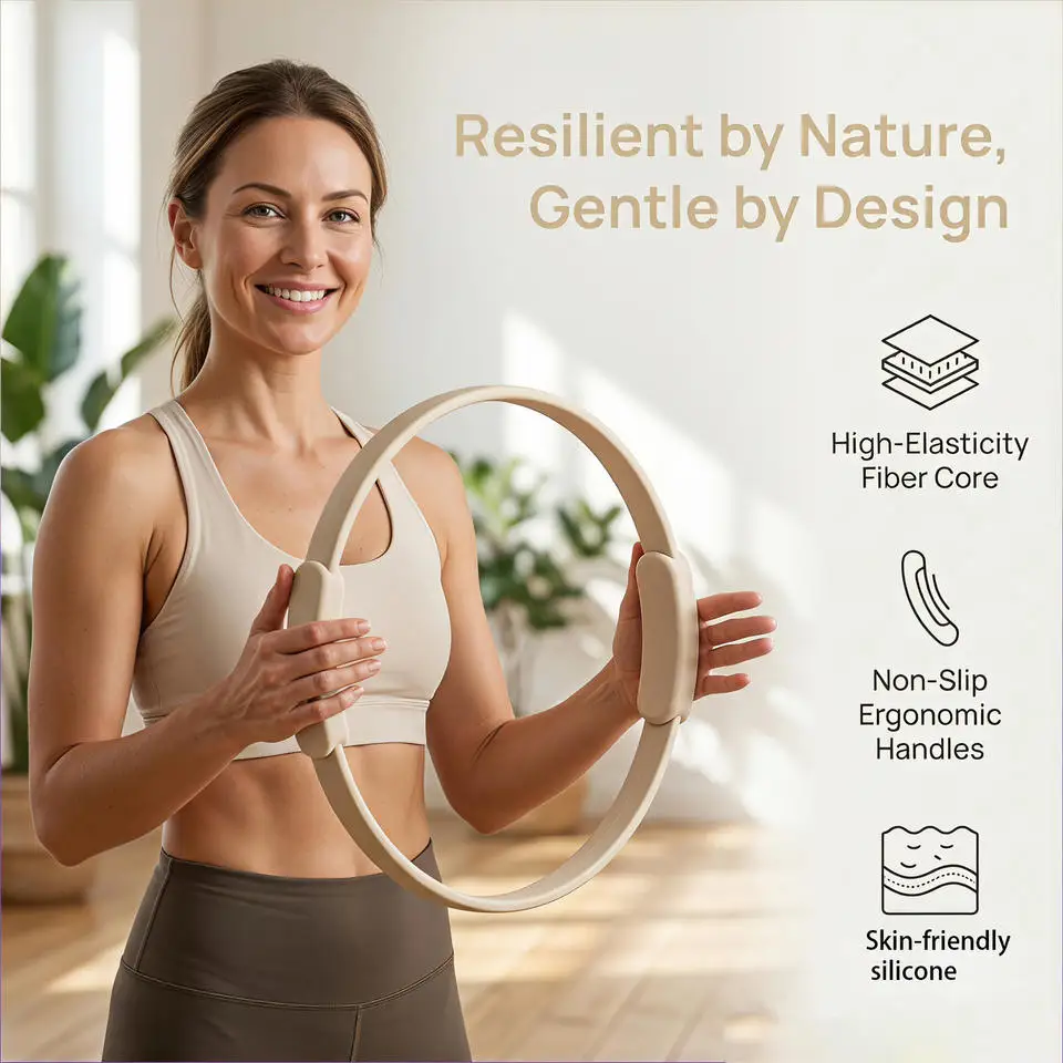Fitness Exercise Workout Yoga Magic Circle Pilates Ring Set with Handle and Resistance Mini Loop Bands