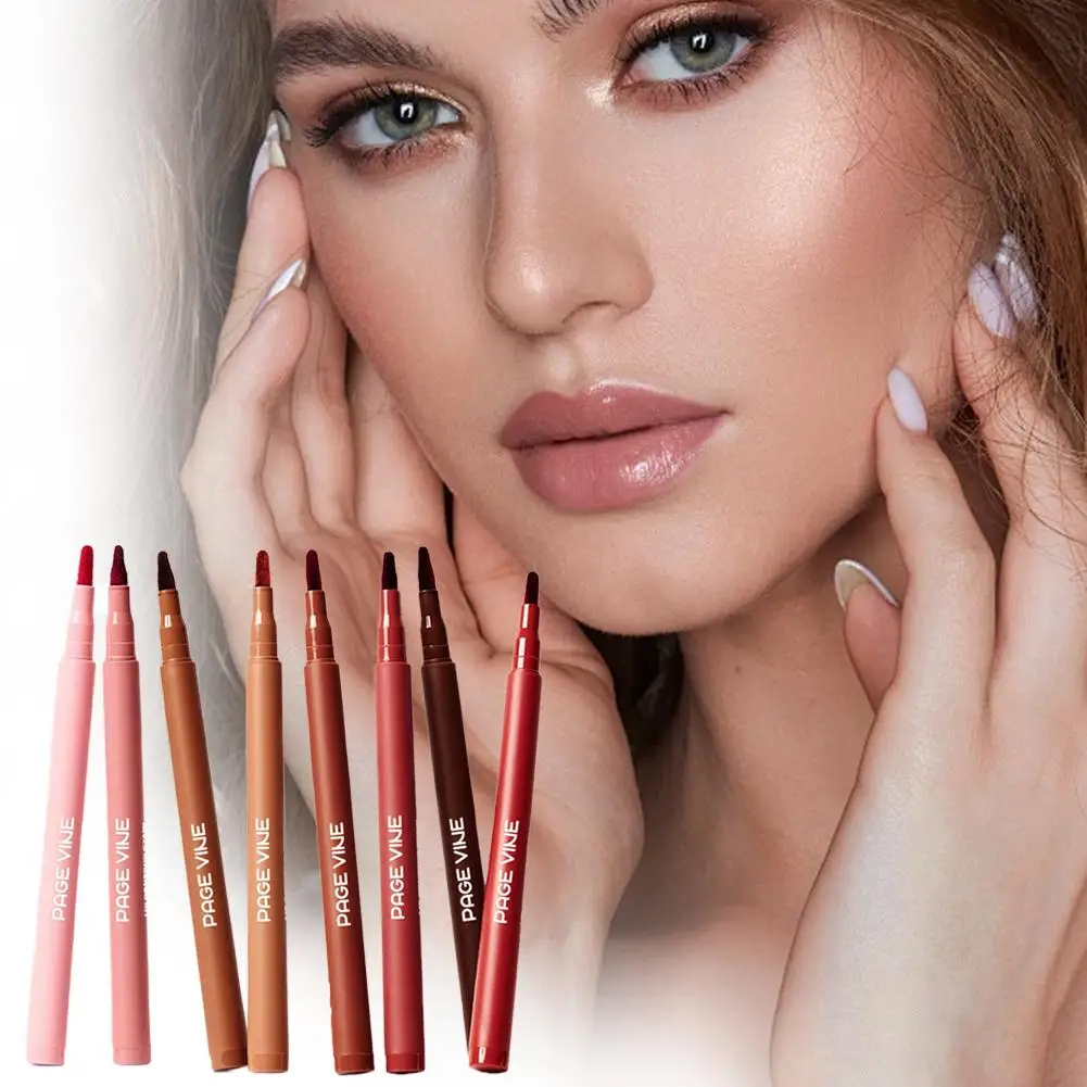 Lápis delineador labial à prova d'água, veludo, marrom, cereja, vermelho, contorno preciso, não seco, nude, fosco, batom, cosméticos femininos