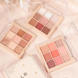 9 Colors Pearly Matte Eyeshadow Palette Waterproof Sweatproof Lasting Eye Pigments Powder Easy to Color Eyes Makeup Cosmetics ﻿