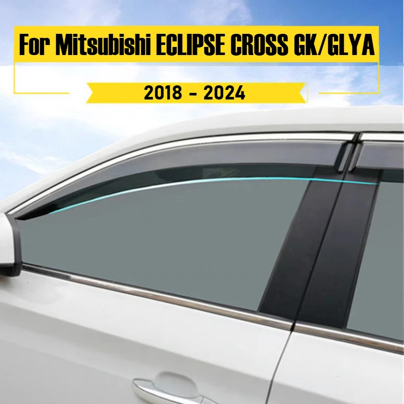 

For Mitsubishi ECLIPSE CROSS GK/GLYA 2018 - 2024 Plastic Exterior Visor Vent Shades Window Sun Rain Guard Deflector 4pcs